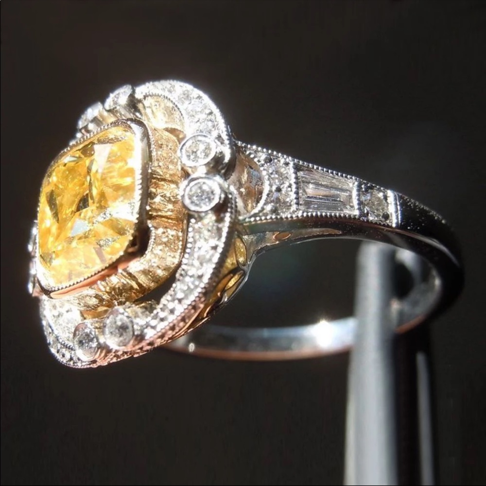 New Vintage 925 Silver Luxury Square Carving Ring - Picture 3 of 7